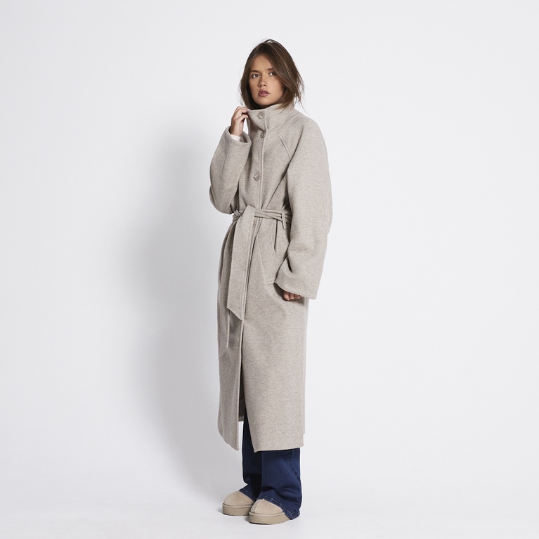 Long high-neck belted coat "Victoria"